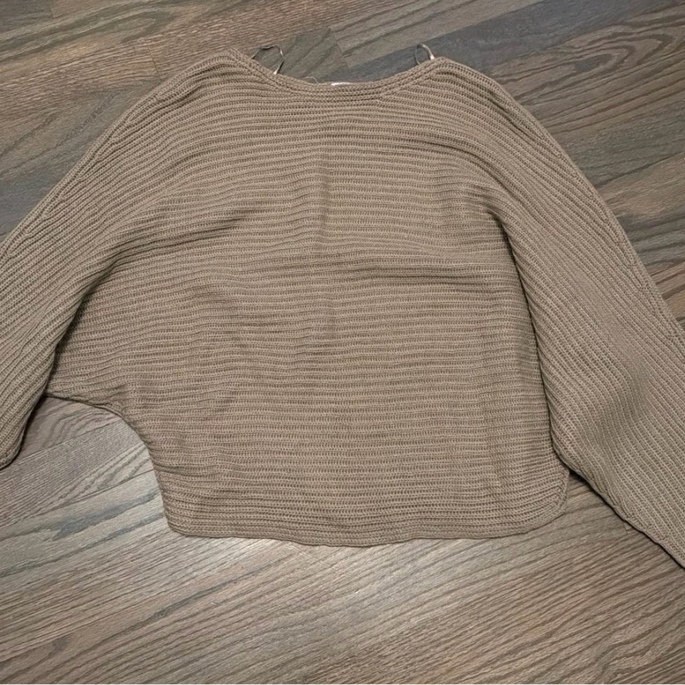 Alya Ribbed Knit Sweater in Taupe